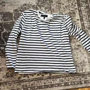 Railroad Stripe Blue and White Striped Long Sleeve Shirt
